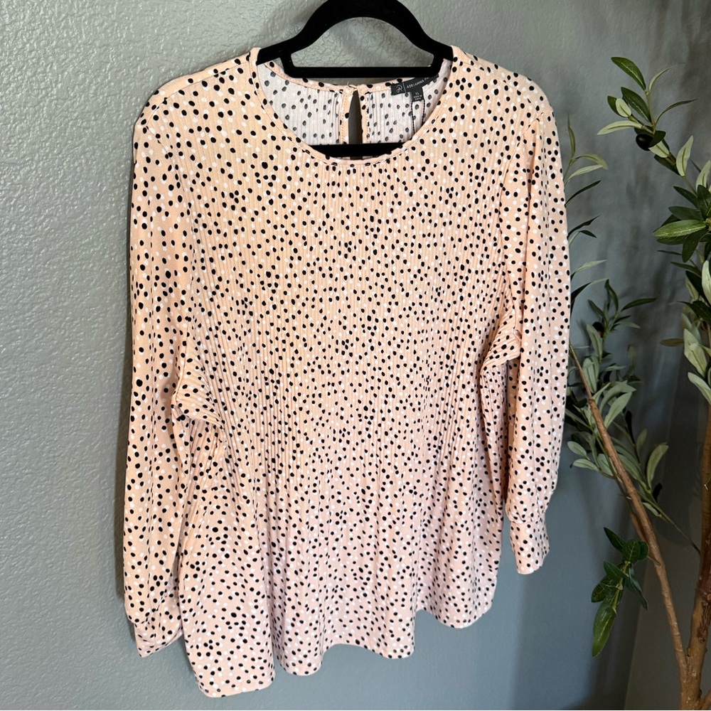 Adrianna Papell Polka Dot Long Sleeve Top